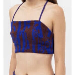 OAS Thenards Jiggle Coast Crop‎ Top Toe Back Blue NWOT Size M/L